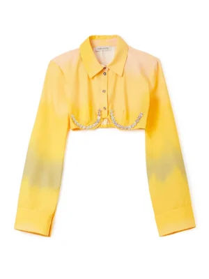 Yellow Cotton Shirt With Crystals Milkwhite