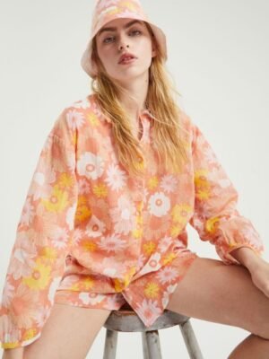 Floral print oversized long-sleeved shirt Compania
